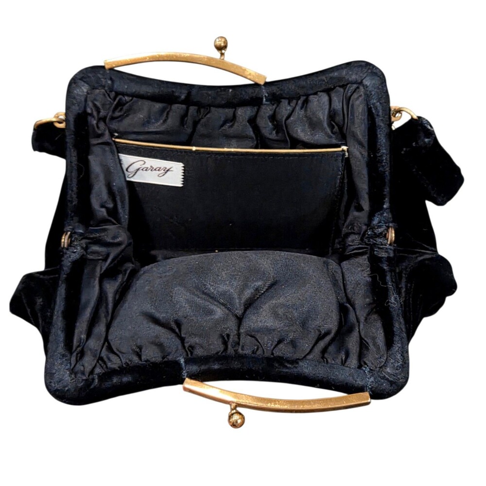 Vintage 40s/50s Whiting and Davis MCM Black Velvet Evening Handbag - Picture 4 of 7